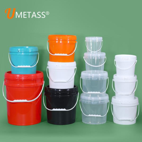 Durable Plastic Bucket Pail With Lid And Handle 1L 2L 3L 4L 5L Volume And Transparent