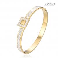 China Durable 14 Karat Gold Rhinestone Bracelet Light Luxury Square Rhinestone Bangle on sale