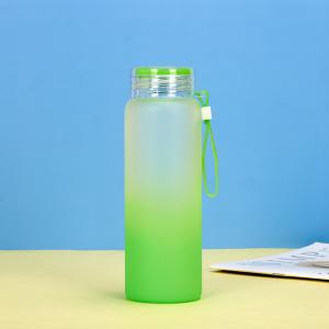 China Sturdy 550ml Glass Water Bottle With Protective Silicone Sleeve Multipurpose Frosted Water Bottle With Bamboo Lid Lightweight  Eco Friendly wholesale
