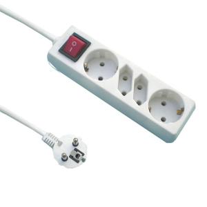 European Power Strip Extension Socket 4 Outlet with Customizable Voltage Settings