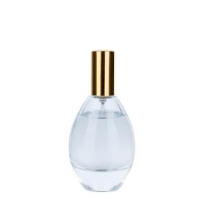 China Luxury 50ml Clear Glass Perfume Bottle Transparent With Gold Threaded Cap supplier