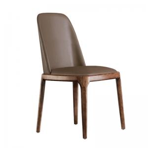 China Solid wood base and PU leather cushion high quality arm / armless ash dining chair with micro fiber leather supplier