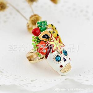 Alloy white skull flower color female ring oil drip Fashion Brand Jewelry Gift 2014 New
