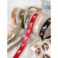 China 16mm Heart Pattern Gold Foil Printed Ribbon For Gift Packing And Decoration on sale