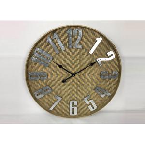 ZYWSC001 27.5" Farmhouse Bamboo Rattan Round Wall Clock Country Style For Wall Decor