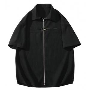 China Custom Apparel Manufacturers Men'S Summer Waffle Polo Shirt  Short Sleeve  Zipper Up T Shirt supplier
