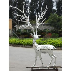 China Hotel Decor Deer Stainless Steel Mirror Sculpture Garden Scenic Courtyard Park supplier