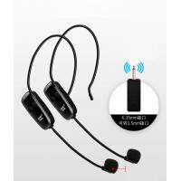 Dual Channel Wireless Microphone System Unidirectional Removable Headset Ear Hook 6.35mm Transmitter