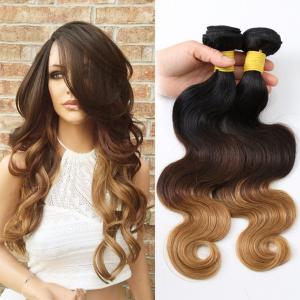 China 3 bundles Peruvian Remy Human Hair Ombre Hair 1B/4/27 Body Wave 10~30inch supplier