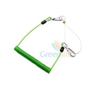 High Security Green Coil Tool Lanyard PU Coated Cable Tool Customized Length