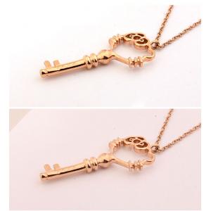 China Fashion women jewelry titanium steel pendant necklace rose gold plated key necklace supplier