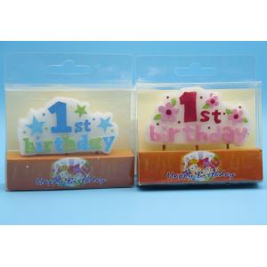 China 1st Birthday Painted Shaped Candle Blue / Pink Color For Little Baby Party Decor wholesale