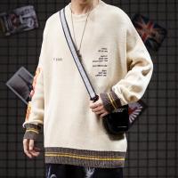 China Khaki Color Block Drop Shoulder Mens Warm Sweaters Breathable on sale