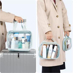 3 Pack Clear Makeup Bags With Handle Large Opening Waterproof Clear Cosmetic Bags