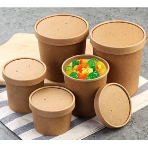 China 8 Oz Food Takeaway Containers Kraft Paper Soup Bowl Fruit Pizza Soup Safety supplier