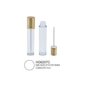 China Clear Empty Lip Gloss Tubes With Brush Applicator 7ml Gold Cap on sale