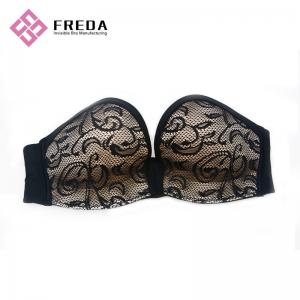 China Full Cup Black Lace Body fitted Strapless Backless Sticky Bra supplier