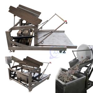 Lifting platform raw material feeding machine fish and shrimp high pressure cleaning machine lifting conveyor belt