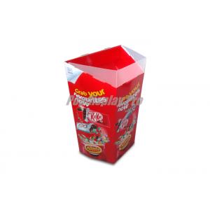 Chocolate Crisp Bar Cardboard Dump Bins Red With Clear Top On Bin