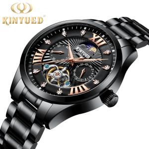 KINYUED High Quality Custom Waterproof Watch Watch Buckle Stainless Steel Automatic Mechanical Watch Men