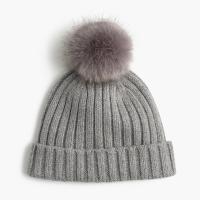 China Warm Knitted Womens Winter Hats Pom Pom , Elastic Beanie With Fur Pom Pom on sale