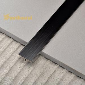 ISO Stainless Steel Tile Trim 8mm , Black PVC Brushed Stainless Tile Trim
