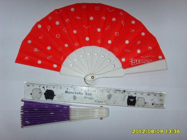 12cm promotional plastic hand fan with paper or fabric , perfect for promotion