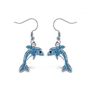 1Puzzled Sparkling Dolphin Necklace and Earrings Set Charming Necklace and Earring Set - Ocean