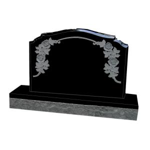 American style black granite headstones with rose carving