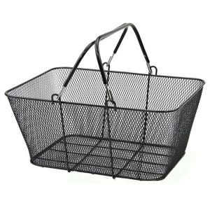 Black Supermarket Shopping Basket Custom Logo Steel Hand Basket