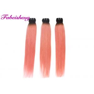 Pink Colored Hair Extensions With closure / Ombre Brazilian Human Hair Weave