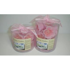 China Pink  paraffin material pansy floating flower candle handmade color drawing and packed intp clear PVC tube supplier