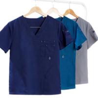 China Solid Color  Custom Logo Unisex Short Sleeve Scrubs Chlorine Bleaching Resistant on sale