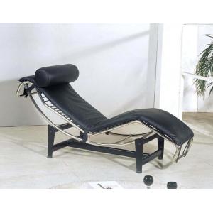 Modern Leisure Corbusier Black Premium Leather Chaise Lounge Chairs