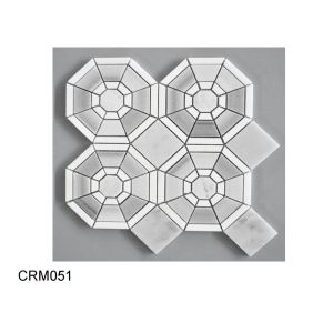 China Insert Brass Waterjet Mosaic Glazed Marble Tile For Kitchen Backsplash 12x24 wholesale