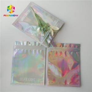 China Brightly Laser Cosmetic Packaging Bag  With Clear Front / Back Holographic supplier