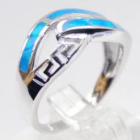 China Sterling Silver Wholesale Jewelry Greek Blue Lab Opal  Wedding Ring Synthetic Opal Jewelry on sale