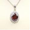 China 925 Silver Jewelry 9mmx12mm Garnet Cubic Zirconia Pendant Necklace (QTP0342) wholesale