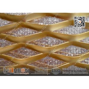 China 75X155mm Diamond Hole Golden Aluminum Expanded Metal Sheet | China Supplier supplier