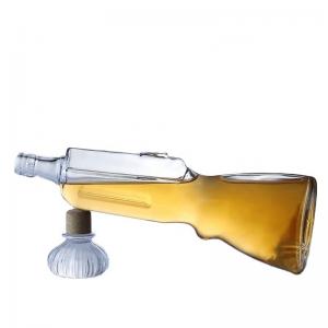 China 500ml Whisky Glass Bottle Gun Shape Open Mold 700ml Vodka Bottle for Beverage Industry supplier