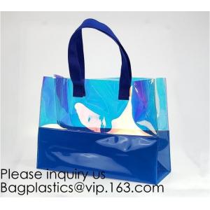 China Vinyl Transparent PVC Gusset Bag Plastic Tote Shopping Bag For Packaging TPU Laser Makeup Handbag PVC Cosmetic Shopping supplier