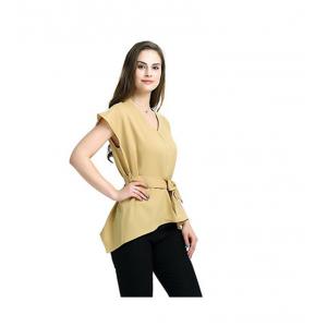 China Newest Design Women Blouse With Belt Hot Sale supplier