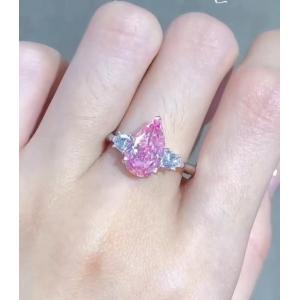 Pear Pink 2 Carat Lab Made Diamond Engagement Rings