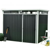 China 16x8ft 10ftx8ft Pent Roof Metal Shed 187cm 0.3mm Lockable Door With Metal for sale