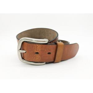 Light Brown Genuine Mens Leather Studded Belt 3.8cm Width Fashion Design
