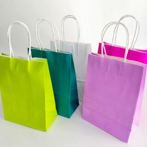 Kraft Paper CMYK 350gsm cardboard Grocery Shopping Bags With Handle