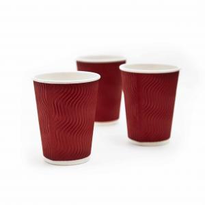 China Recyclable Paper Disposable Cup 9OZ Ripple Wall Paper Cup With Lids For Hot Coffee supplier