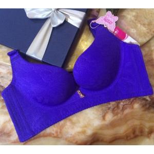 China Unique soft Jacquard embroider fabric push up bra-royal blue color supplier