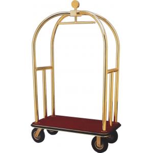 8" Puff Hotel Luggage Trolleys Hotel Luggage Cart Brass Stainless Steel