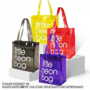 China Custom Logo Women Clear Shoulder Bags Waterproof Jelly Laser Holographic Iridescent Pvc Beach Tote With Rope Handle supplier